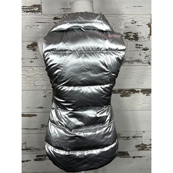 ATHLETA Downtown Metallic Puffer Vest Down Fill Silver Sz XXS NWOT #983667 - Picture 5 of 8